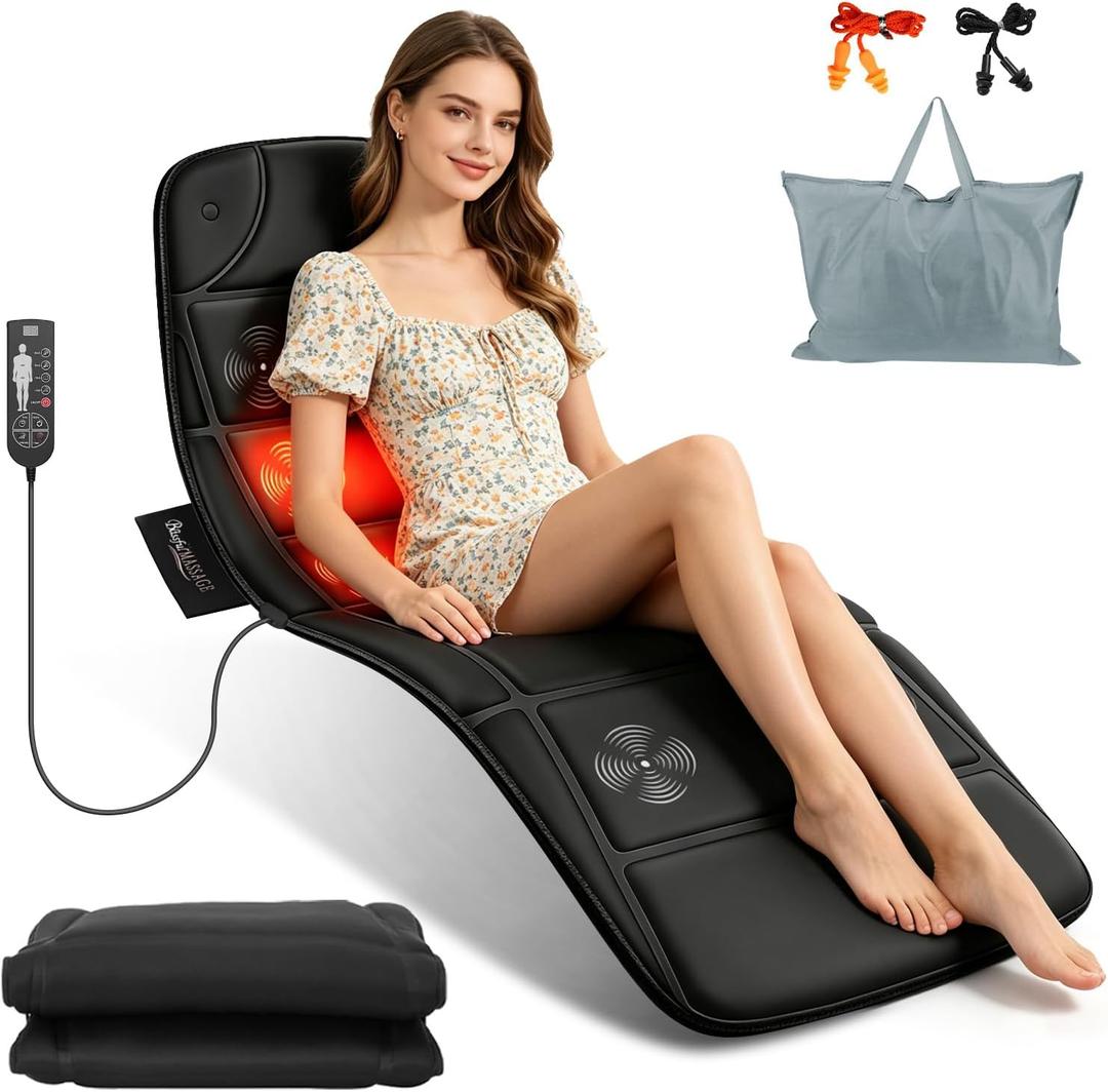 Full Body Massage Mat with Heat, 9 Vibration Nodes Massage Chair Pad
