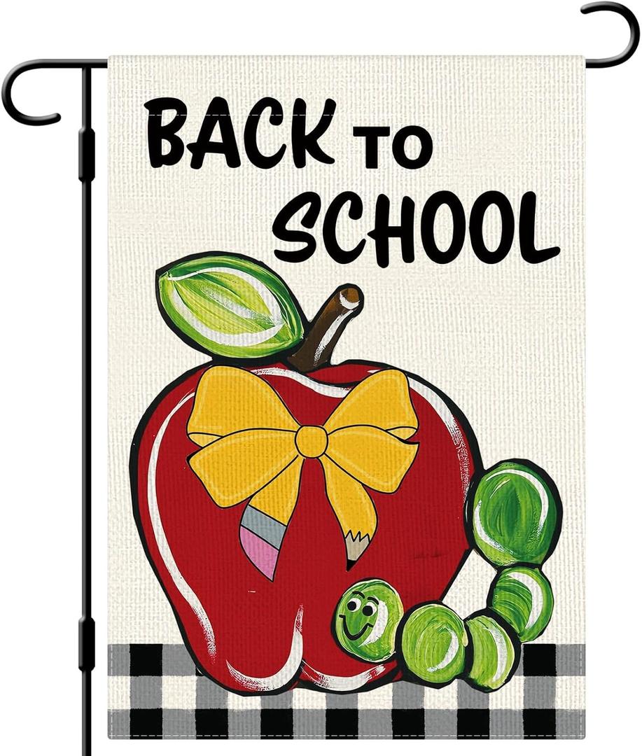 DLZDN Back to School Garden Flag First Day of School Flag 1218 Inch Double Side Vertical Burlap Farmhouse Yard Sign Fall Seasonal Outdoor House Decoration