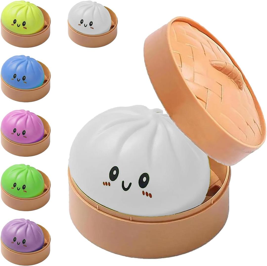 Dumpling Squishy Stress Balls Fidget Sensory Toy Mystery Dumpling Squishy Soft Squeeze Decompression Dough for Adults (White)