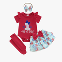 My First 4th of July Baby Girl Outfit American flag Romper Skirt Dress Headband Set Newborn Independence Day Clothes 9-12M