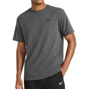 Reebok Mens Short Sleeve Crewneck Embroidered T-Shirt, Standard Fit, Lightweight Stretch Cotton Fabric (Medium)