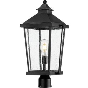 zeyu Black Outdoor Post Lights, 22 Inch Pole Lights Outdoor, Lamp Posts Outdoor Lighting for Patio Pathway, Die-Cast Aluminum with Seeded Glass Shade, ZW105P-M BK