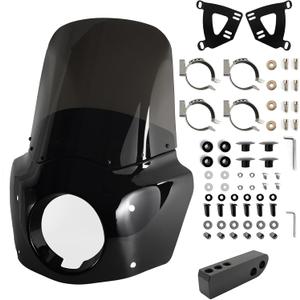 Motorcycle Fairing Windshield Kit, 5.75" Headlight Fairings 48-58mm Forks 15" Smoke Windscreen with Extension for Harley 2006-2017 Dyna Low Rider FXDL Super Glide Street Bob FXDB