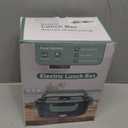 Electric Lunch Box for Adults, 80W Portable Food Warmer, 12V/24V/110V 3 in 1 Heated Lunch Box for Car/Truck/Office, with 1.5L Stainless Steel Container, Fork & Spoon and Insulated Bag (Green)