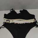 Women's Shiny V Neck Bathing Suit Triangle Summer Swimsuit Bikini Set 2 Piece (Large, Black)