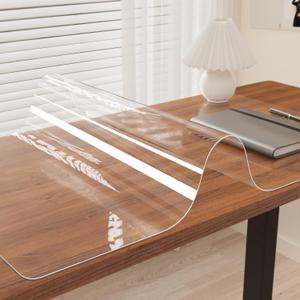 Oterri Clear Writing Desk Pad, 47.2x16.9 Heat Resistant Waterproof PVC Round Edge Durable Desk Protect Mat, Anti-Static Writing Mat Table Protector