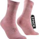 Alpaca Wool Micro Crew Hiking Socks Midweight Moisture Wicking Anti-blister Cushioned (Pink, L)