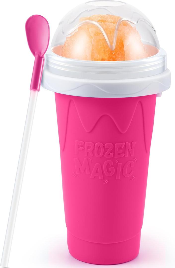 Tgosomt Slushy Cup, TIK TOK Frozen Magic Slushie Maker Cup Squeeze,Ice Cream Make,Cool Fun Stuff Things Gadgets (Pink)