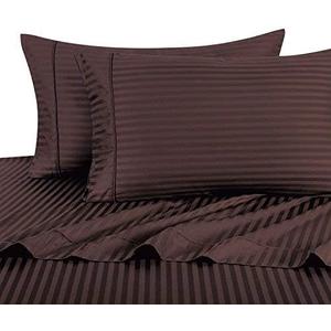 Luxurious Pillow Cases Envelope Closure 800 Thread Count - 100% Egyptian Cotton 2 Piece Pillow Case Chocolate Stripe Color Standard Size (20 x 26)