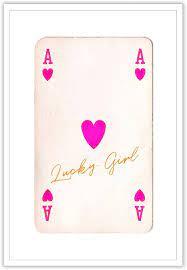 Dcvjiy Trendy Lucky Girl Ace Card Posters Preppy Coquette Room Casino Theme Party Poker Art Cute Pink Orange Heart Playing Card Prints For Home Bedroom College Apartment Wall Decor 12x16in Unframed 2 Packs
