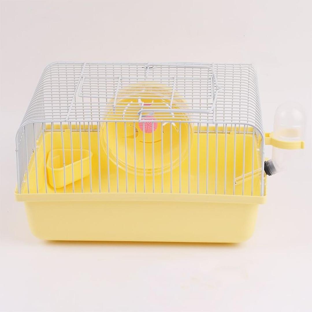Pet Hamster Cage with Running Wheel Water Bottle Food Basin Portable Carrier House Mice Home Habitat for Going Out, Traveling (Orange)