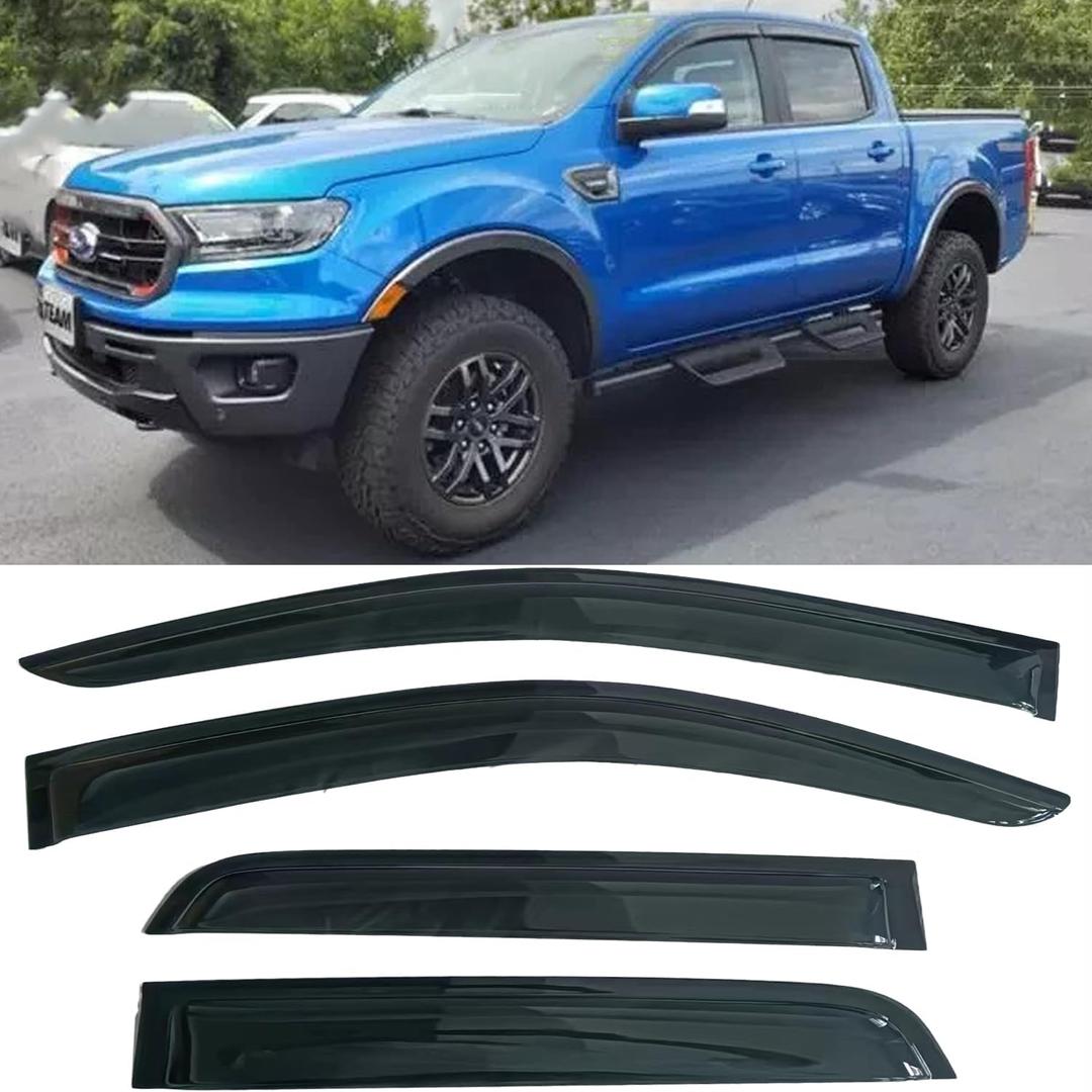 Smoke Tinted Side Car Window Visors Vent Deflectors Sun Shade Rian Guard for Ford Ranger 2019 2020 2021 2023 2024