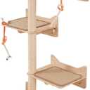 Wall Mounted Cat Tree - 7 PCS Cat Wall Shelves & Perches with Tall Sisal Scratching Posts, Wall Mount Cat Climbing Tree & Space-Saving Furniture for Indoor Cats to Climb, Scratch & Lounge