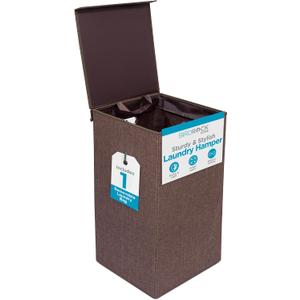 BirdRock Home Single Laundry Hamper with Lid and Removable Liner | Linen | Easily Transport Laundry | Foldable Hamper | Cut Out Handles, Twin