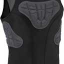 Mens Youth Padded Compression Shirt  Football Rib Protectors, Baseball Chest Protector, Basketball Padded Shirt for Impact Protection (Medium)