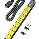 DEWENWILS Heavy Duty Power Strip 20AMP, 8 AC Outlets, Overload Protection & Surge Protection, 12 Gauge Extension Cord 6FT, Wide-Spaced 5-20R & 5-20P T-Slot, Industrial Power Strip for Workshop