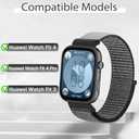 Nylon Watch Bands Compatible for Huawei Watch Fit 3/Fit 4/ Fit 4 Pro, 2 Pcs Adjustable Breathable Sport Loop Wristband Replacement Straps for Women Men