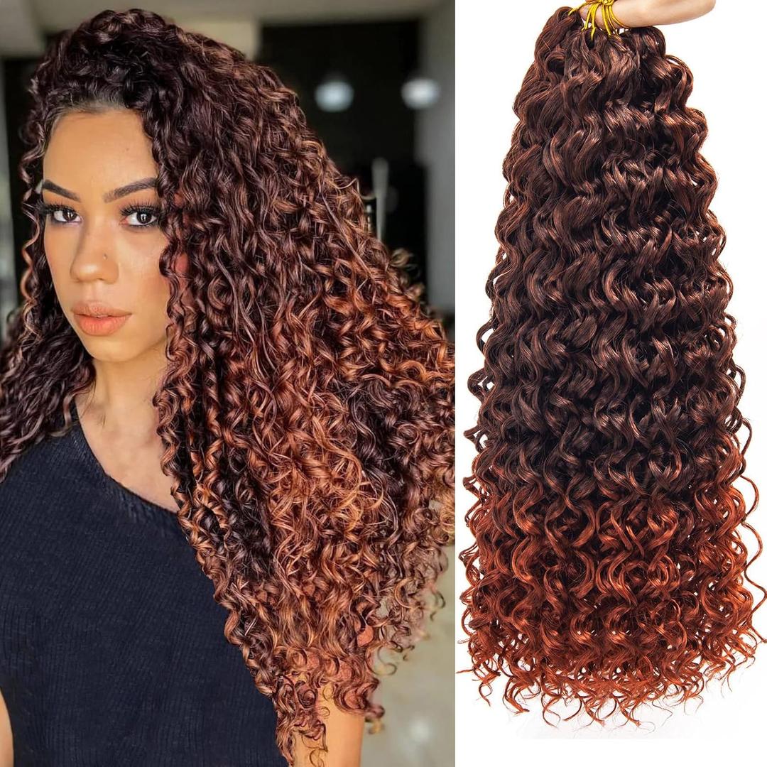 8 Packs Curly Crochet Hair GoGo Curl Crochet hair for Women Deep Wave Braiding hair, Synthetic Bohemian Crochet Braid Water Wave Crochet hair Extensions(18inch, T/350)