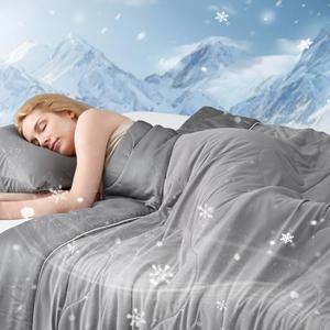 Snuggle Sac Cooling Comforter Queen Size, Breathable Cooling Blankets for Hot Sleepers and Night Sweats, Soft Lightweight Queen Size Cold Blankets, 90x90 Inches, Dark Gray