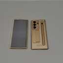 For Samsung Galaxy Z Fold 7 Case with S Pen Holder & Stylus Pen, Z Fold7 Full Coverage Phone Case with Kickstand HD Screen Protector Anti-Scratch Stand Protective Cover for Z Fold 7 Gold