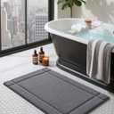 Color&Geometry Ultra Soft Bathroom Rug Non Slip with Rubber Backing, Absorbent Washable Bath Mat, Quick Dry, Premium Microfiber Plush Mat for Bathtub and Shower Floor,Dark Grey,16"x24"