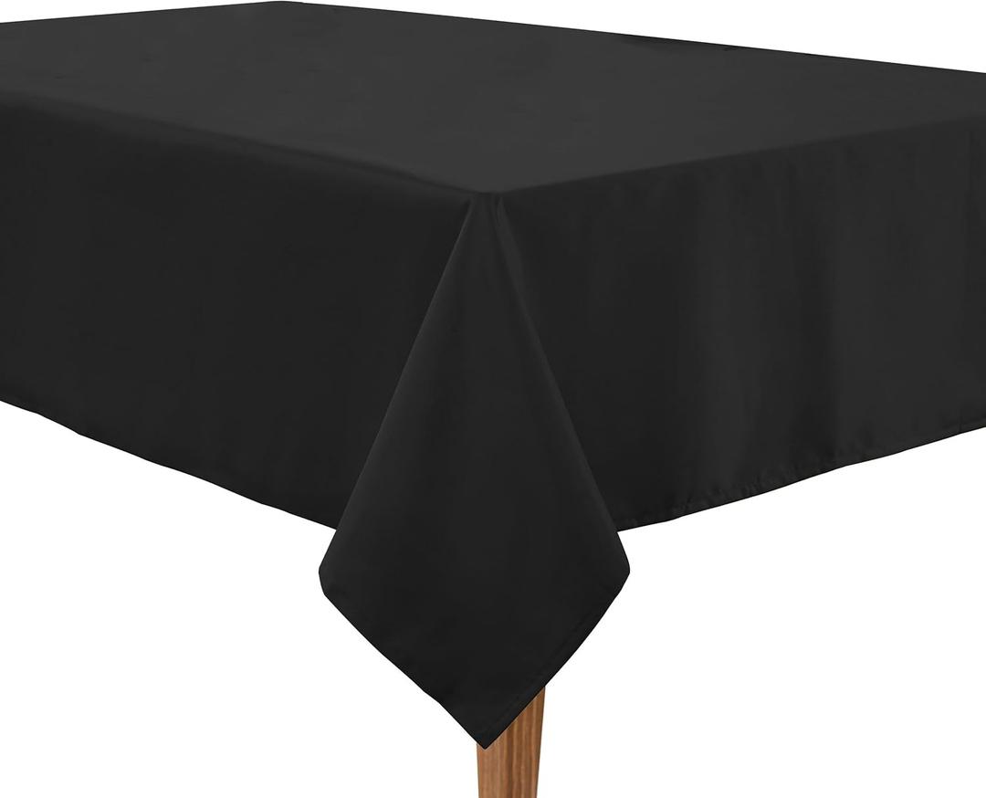 LANE LINEN Rectangle Tablecloth 60 x 84 Inch, Stain Resistant Rectangular Table Cloth for Dining Table, Buffet Parties and Camping, Wrinkle Resistant Washable Polyester Decorative Table Cover, Black