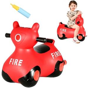 INPANY Kids Bouncy Car Hopper Toys, Toddlers Ride on Car, Inflatable Hopping Toys, Bouncing Buddies, Rubber Bouncer, Outdoor Indoor Birthday Gifts Toy for 2 3 4 Yr Girl Boy (Red)