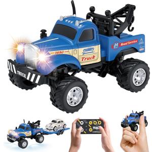 MOONTOY 1:64 Scale Mini Alloy Truck RC Car with LED Lights, 2.4Ghz Remote and App Control Toy Car, 3-Speed Adjustment Pocket Toy Car for Kids 4-8 Years and Adults (Blue)
