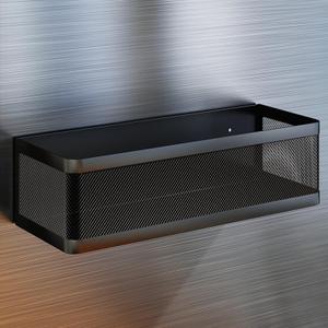 1 Magnetic Spice Rack For Refrigerator Hanging Shelf Wall Mount Kitchen Gadgets Shelves Magnet Organization (Black, 13.8''L*5.1''W*3.9''H)