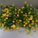 Momkids 4 Pcs Sprlng Artifical Flower Outdoor UV Resistant Fake Plant Faux Plastic Floral Greenery Shrubs Hanging Plant Plantr for Home Office Balcony Window Box Garden Party DecorationYellow (4 Bunches)