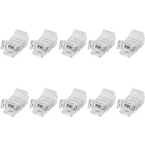4-Pin LED Strip Connector for 8mm SMD RGB Tape Lights, Solderless Quick Connect Clips, Wire to Strip Light Adapter, No Solder LED Joiner (10 Pack)