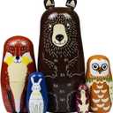 HYCLES Nesting Dolls Russian Matryoshka Wood Stacking Nested Set for Kids Handmade Toys for Children Kids Christmas Birthday Decoration Halloween Wishing Gift