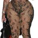 Women Sexy Bodycon Jumpsuit - See Through Mesh One Piece Party Club Outfit Summer Print Body Suit Backless Pantsuit (Large, Snakeskin)