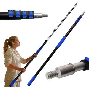 26FT Reach Telescopic Extension Pole-5-20FT Multi-Purpose Extension Pole with Easy Flip Lock, Universal Twist-on Metal Tip, Lightweight Sturdy Aluminum Paint Roller Extension Pole for Window Cleaning