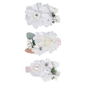 3pcs Girls Flower Hair Clips, Floral Hair Barrettes w/Boutique Fully Lined Alligator, Hair Bows for Baby Newborn Toddler