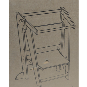 Kids Foldable Step Stool White and Natural Oak
