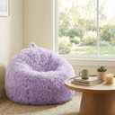 Honeydak PV Fleece Stuffed Animal Storage Bean Bag Chair Cover (No Filler) Comfy Bean Bag Cover Without Filling or Home Bedroom Decor Organizing Plush Doll Textile Holder(Purple, L)