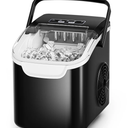 Antarctic Star Countertop Ice Maker Machine, 26Lbs/Day Fastest 6‑Min Ice | 8 bullet ice in 6min, 2 sizes, energy-saving, portable mini, with handle,basket,scoop. Home/bar/RV/camping/office. Black