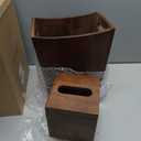 Reallnaive 2 Pcs Trash Can Wastebaskets and Tissue Box Set Rectangular Trash Basket Garbage Can for Bathroom, Living Room, Office, Kitchen (Brown)