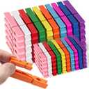 100 PCS Colored Clothes Pins Wooden, 50PCS 2.9 Inch Colored Clothespins for Crafts and 50PCS 1.3 Inch Small Clothing Pins for Hanging Classroom, Wooden Clothespins for Clip Pictures Photos Decorative