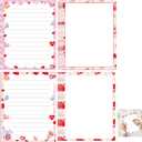 Happy Valentine's Day Letterhead Paper 48 Pcs Red Pink Love Heart Letter Writing Paper - Heart Valentines Day Paper Holiday Paper For Wedding Note Greeting Office Printing 8.5 x 11 Inch