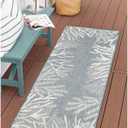 Liora Manne Carmel Indoor/Outdoor Power Loomed Synthetic Blend Low Profile Area Rug - Transitional Coastal Ocean Decorative (Reef Border Aqua) (1'11" x 4'11") (1'11" x 4'11" (Runner))