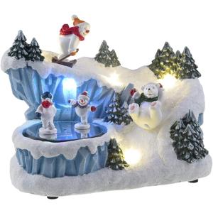 Lightahead North Pole Scene with Spinning Snowman, LED Lights and 8 melodies. A Charming Christmas Musical Figurine
