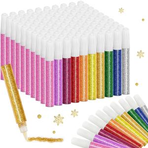 Resurhang 50 Pcs Glitter Glue Pens Bulk 10 Colors Rainbow Glue Stick for Crafts Back to School Gifts Supplies for DIY Arts, Projects Scrapbooking, Cards Decorating Supplies