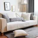 vctops Velvet Plush Sectional Couch Covers Super Soft Solid Sofa Cover Striped Non Slip Sofa Slipcovers Luxury Thick Furniture Protector for Dogs Cats Pet (Cream Stripe,43"x63")