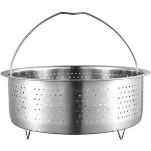 Qancesd Vegetable Steamer Basket, Stainless Steel, Round, Silver, 8.6in
