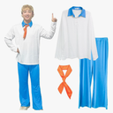 Halloween Costume for Men Shirt and Pants Set with Orange Scarf Classic Movie Outfits Cosplay
Size Large