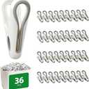 Plastic ClothesPins Heavy Duty Out door 36 Pack with Storage Box, 2.5-Inch Chip Clips with Non-Slip No-Trace Design for Laundry, Drying Clothes,Towels, Crafts, Picture, Food Clips, Home Use and Travel