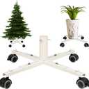 Blissun Christmas Tree Stand Base with Wheels, Movable Christmas Fake Tree Holder, Fits up to 7.5FT Artificial Trees, Plant Caddy with Wheels, Plant Taxi, Plant Dolly Cart After Christmas (White)