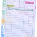Veemoon A6 Budget Planner Inserts 14 Sheets Monthly Weekly Expense Binder Refills 6 Rings for Cash Envelope Organizing and Budgeting